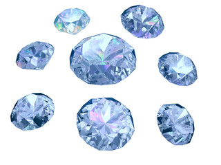 Set of eight diamonds isolated on white background