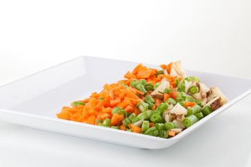 mixed vegetables over white background