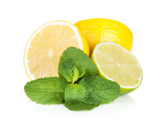 Fresh lemon and mint leaves