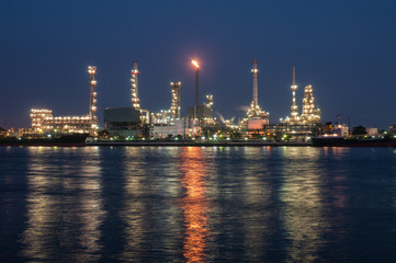 Oil refinery at twilight,Chao Phraya river, Thailand