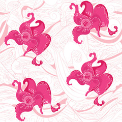 Rosy flowers seamless pattern