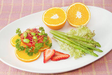 Fusion salad,vetgetable and fruit salad