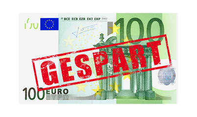100Euro Geldschein mit Stempel "gespart"