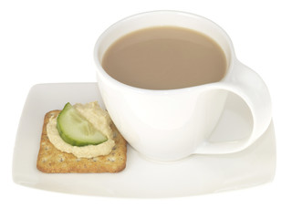 Tea with Houmous on Cracker