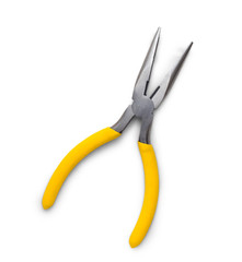 yellow toothed pliers isolated on white background