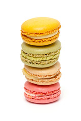 colorful macarons isolated on white backrgound