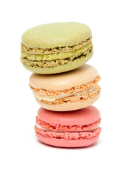 colorful macarons isolated on white backrgound