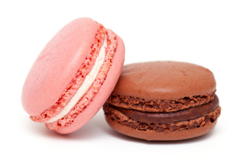 colorful macarons isolated on white backrgound