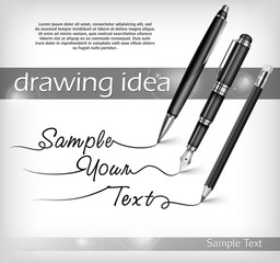 Pencil and pens signs & text