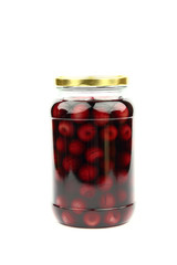 Compote with cherries in jar