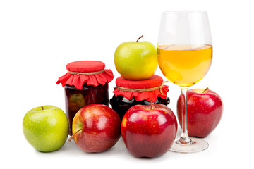 apples and apple desserts isolated on white background