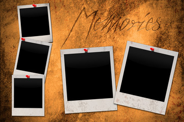 Memories five polaroids with red pin