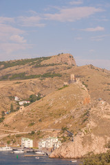 Fototapeta na wymiar Crimean Mountains form the city of Balaklava