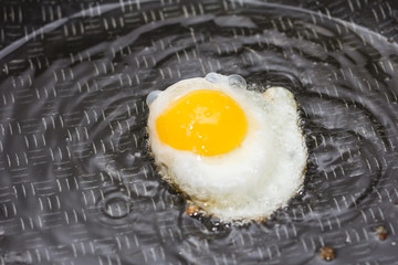 fried egg in a frying pan