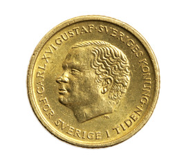 ten swedish Kronor coin isolated on white background