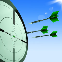 Arrows Aiming Target Shows Hitting Goals