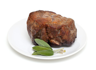freshly cooked meat with sage