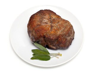 freshly cooked meat with sage