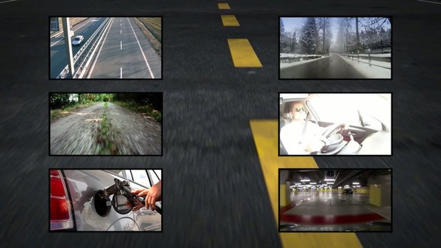 traveling by car, composition