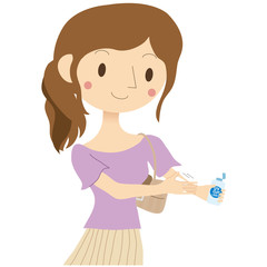 日焼け止めを塗る女性