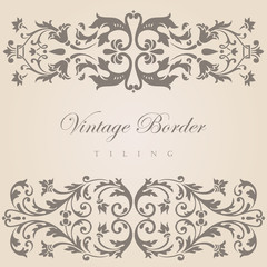 Vintage border tiling elements collection. Floral ornament