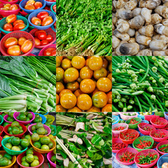 Collage of fruits and vegetables