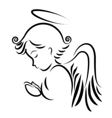 Fototapeta Angel praying logo vector obraz