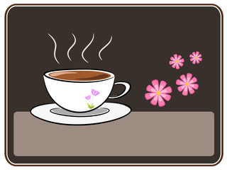 Coffee and flower illustration