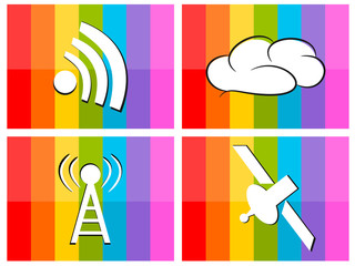 wifi cloud satellite in colorful background illustration