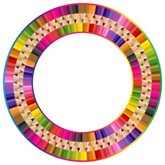 Round frame from color pencils - 50292111