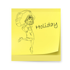 Yellow sticker with business woman