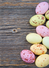 Easter background, small pastel color easter eggs