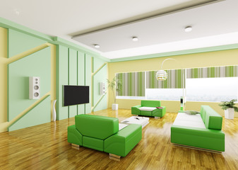 Modern living room interior 3d