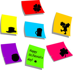 Saint Patrick s day symbols on memo note paper silhouette