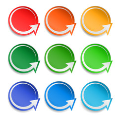 Round paper stickers with arrows