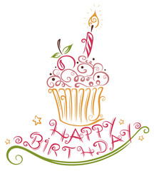 Geburtstag, Muffin, Kuchen, birthday, vector