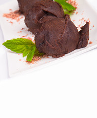 Brown ice cream, scoop