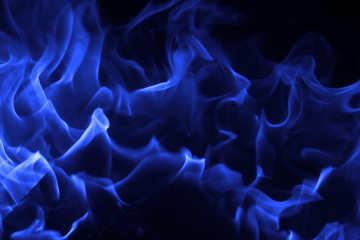 Blue fire on black background - 50297556