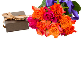 bouquet of  roses with gift box