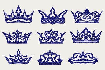 Crown collection. Doodle style