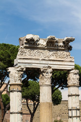 Obraz premium Building ruins and ancient columns in Rome, Italy