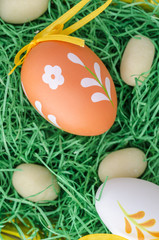 Top view of easter eggs