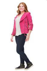 Beautiful Young Woman in Pink Jakcet