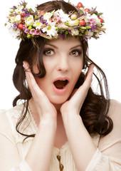 Naklejka premium Beautiful Girl. Skincare concept. Professional Make-up. Makeup