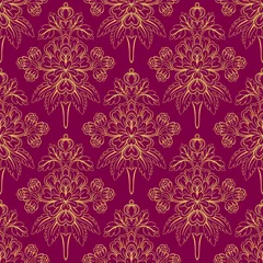 Rolgordijnen foliate purple pattern © melazerg