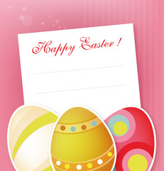 Fototapeta na wymiar Happy Easter Eggs Card pink