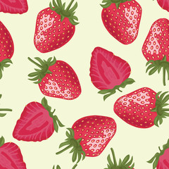 Vector Seamless Pattern with Red Strawberries