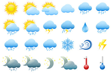 Color weather icons - obrazy, fototapety, plakaty