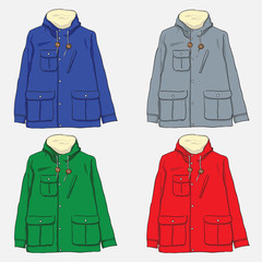 Illustration of 4 men's jackets