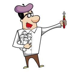 Cartoon Artist with Pen and Paper